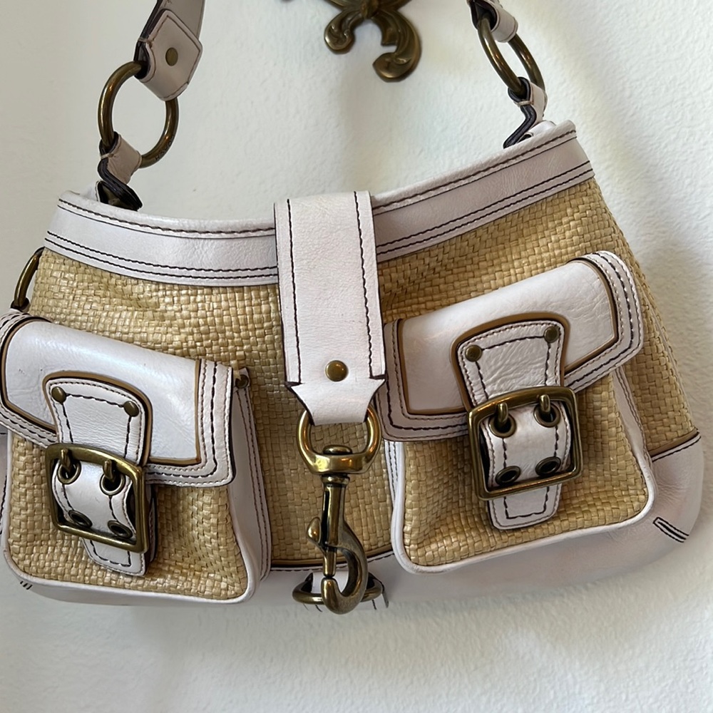 Vintage raffia coach handbag